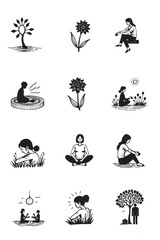 Obraz premium Mental Health Journey, Ink Art for Emotional Growth and Healing