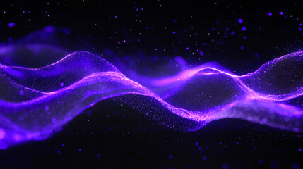 Vibrant purple shiny waves with futuristic particle effects