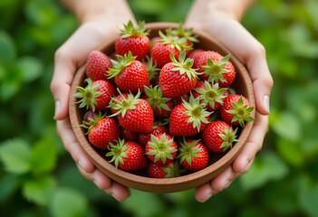 Freshly Picked Strawberries in Nature's Embrace  