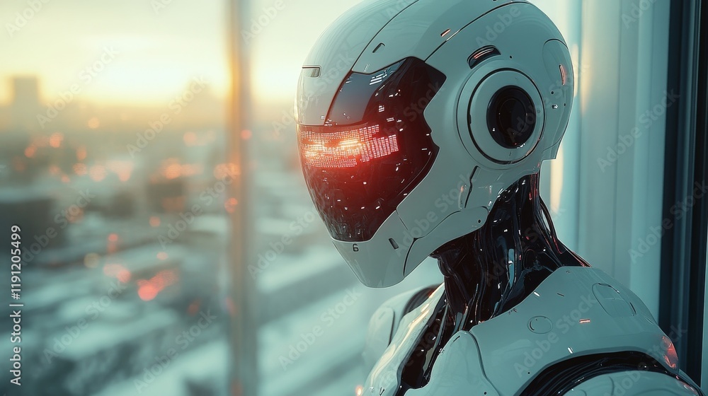 Poster futuristic realistic humanoid robot: revolutionizing technology with advanced robotics innovation an