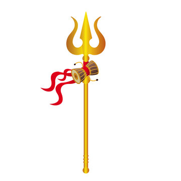 Golden trishul of lord shiva vector 