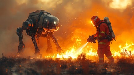 Collaborative Rescue Efforts: Human Firefighter and Robot Teamwork in Action