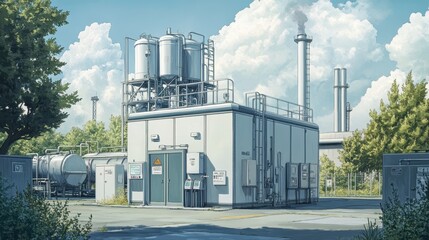 Industrial Facility with Tanks and Vapor Stacks
