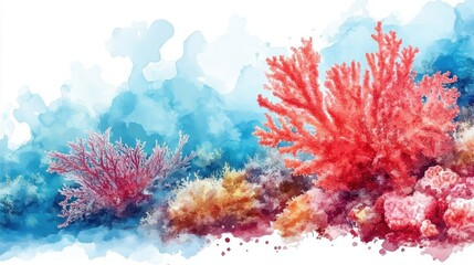 Vibrant Coral Reef Watercolor Illustration