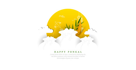 vector illustration of Happy Pongal Holiday of Tamil Nadu South India.	