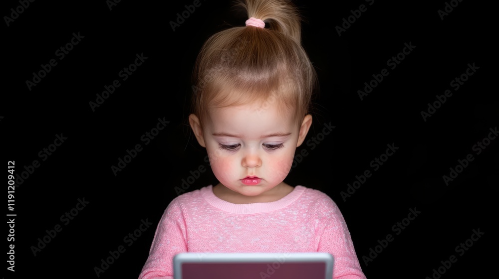 Poster young child engaged in colorful learning and coding activity