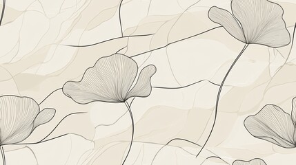 Seamless Floral Design with Line Drawn Flowers on Subtle Background