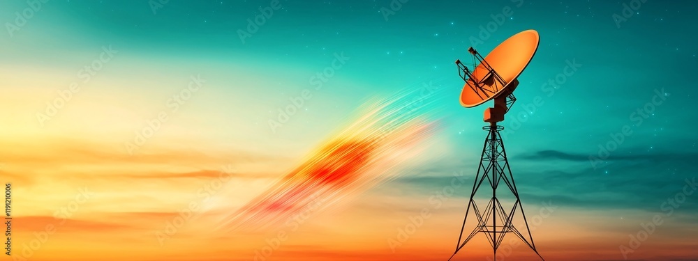 Poster depicting the propagation of radio waves through space at different frequencies