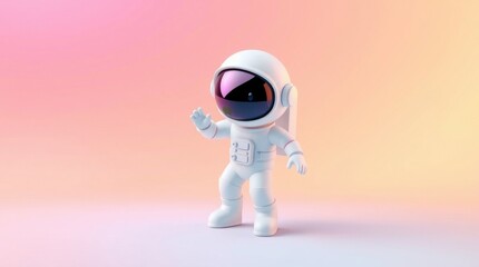 Positive cute robot pointing at a space. Copy space