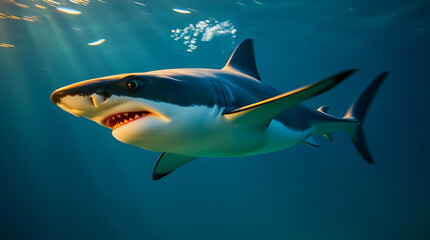 Fototapeta premium shark Majestic Predator in Motion Underwater Elegance 