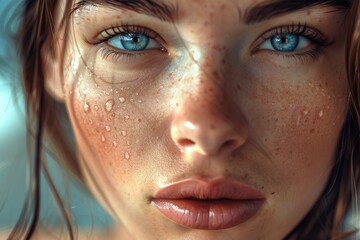 Fototapeta premium magnificent portrait of a beautiful young woman with perfect skin closeup