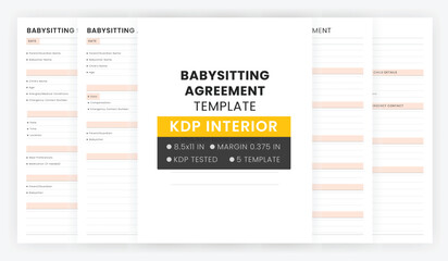 Babysitting Agreement Template, Editable Babysitting Contract Notes Agreement Sample Template Printable