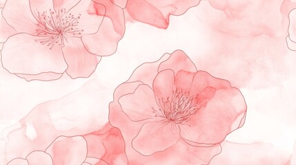 Elegant Seamless Artwork of Cherry Blossoms with Delicate Lines