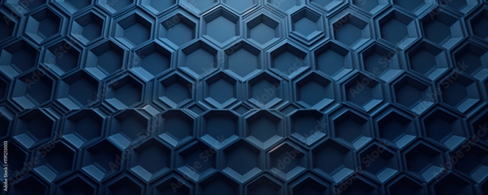 Poster dark blue abstract background with 3d hexagon pattern. seamless geometric design. honeycomb texture.