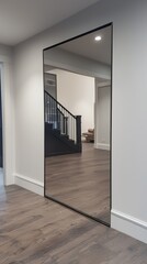 Fototapeta premium Full-length Reflective Mirror in Modern Interior Setting