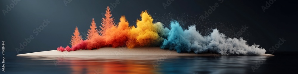 Poster mesmerizing digital artwork depicting a vibrant abstract explosion of colors and frequencies creatin