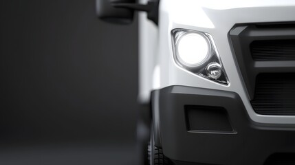 White Van Headlight Close Up Detail Shot