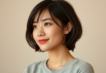 Fototapeta premium Portrait of a woman with short hair and a gentle expression
