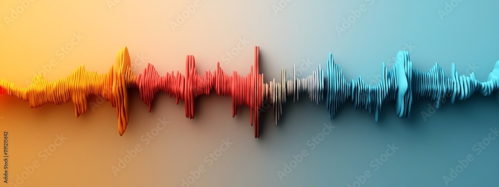 Poster vibrant 3d visualization of resonating sound waves across the spectrum an abstract digital art repre