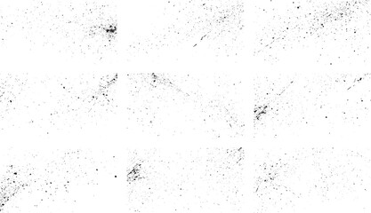 Set of Black and white grunge dust texture, Vintage grunge paper texture isolated. Old worn overlay distressed background. 