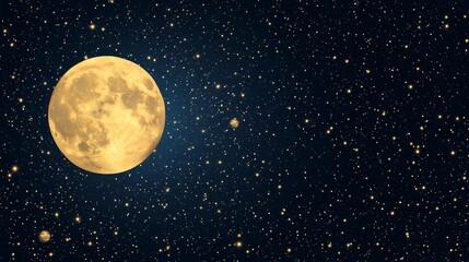 Bright Crescent Moon Appearing Over Mosque at Night Sky