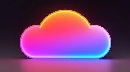 Glowing Cloud Technology Illustration with Vibrant Neon Lights