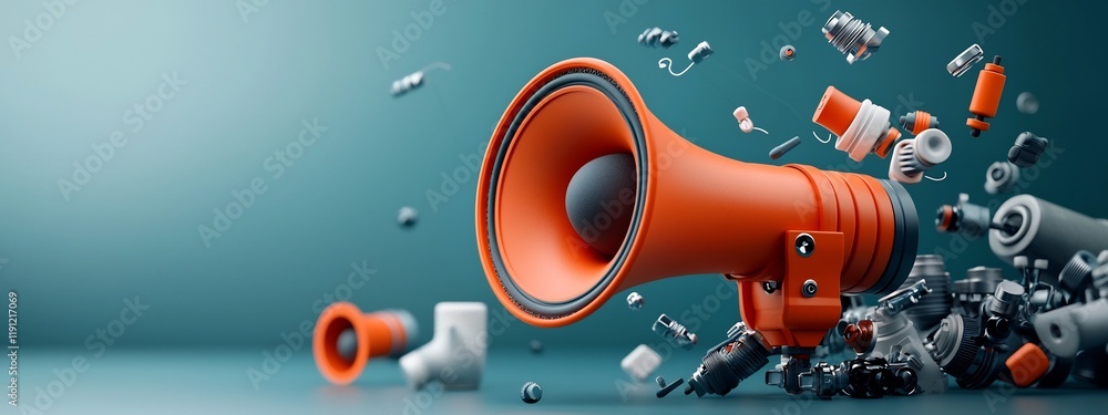 Poster detailed 3d rendered diagram illustrating the frequency response characteristics of a speaker or mic