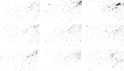 Set of Black and white grunge dust texture, Vintage grunge paper texture isolated. Old worn overlay distressed background. 