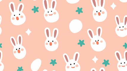 Playful Bunny Silhouettes Against Soft Pastel Background