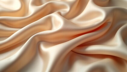 Obraz premium Luxurious beige satin fabric drapes in soft folds. Smooth and elegant material. Perfect for fashion design projects and background images for style and luxury products.