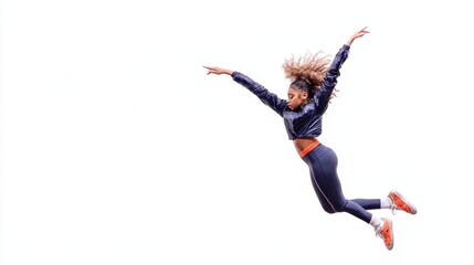 Dynamic Dancer in Motion Isolated on White Background