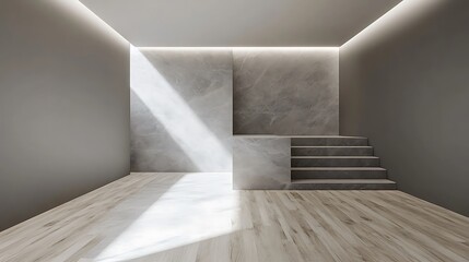 Obraz premium Minimalist Room Design With Marble And Wooden Floor