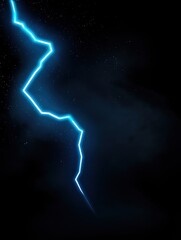 A dramatic lightning bolt striking in a dark sky, illuminating the clouds nearby.