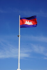 Khmer flag and blue sky