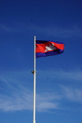 Khmer flag and blue sky