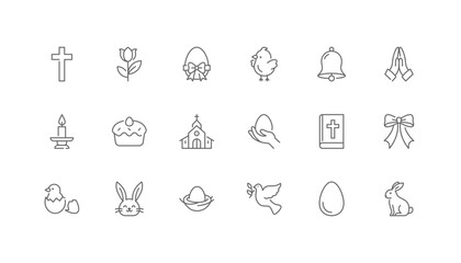 Easter | Set of line icons with editable stroke