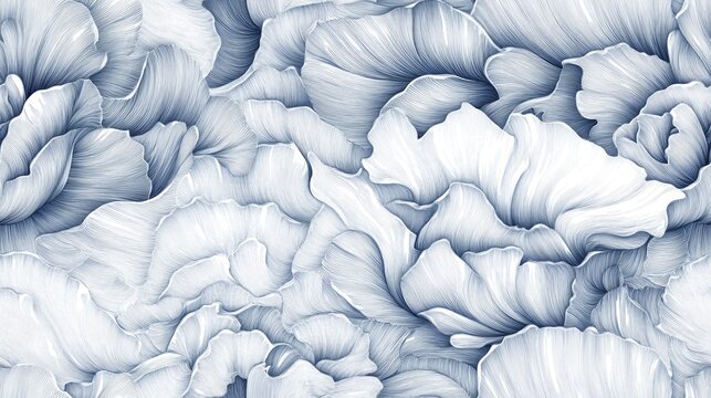 Elegant Watercolor Seamless Pattern of Delicate Peoni Flowers