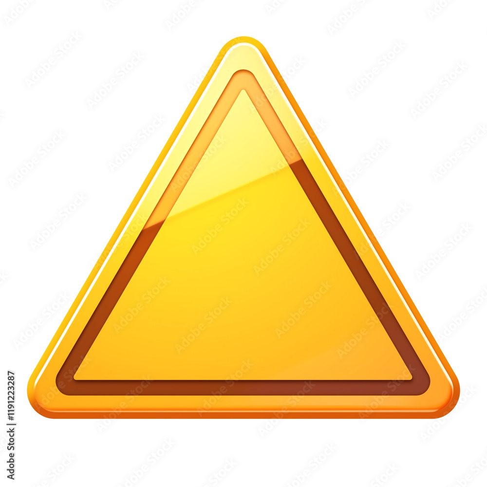 Fototapete bright yellow triangular warning symbol with reflective shine, isolated on transparency background, often used to indicate caution or alert in various contexts