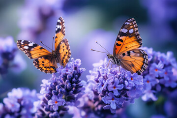 Obraz premium Background Flowers With Butterflies