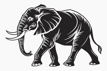 A black African Elephant vector silhouette 