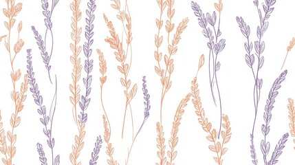 Seamless Pattern of Meadow Flowers in Soft Pastel Colors