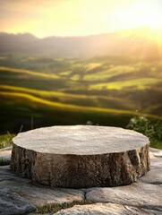 Fototapeta premium Hilltop Display: Golden Hour View