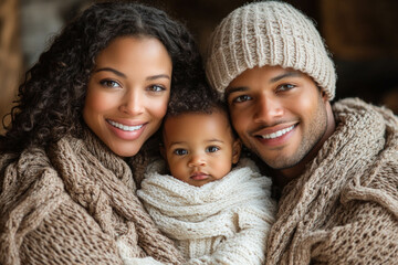 Obraz premium Black Family In Winter