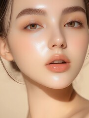 Close-up portrait of a young woman with glow.