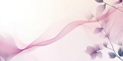 Obraz premium Delicate abstract composition of flowing purple and pink waves intertwined with soft floral accents on a light pastel background