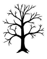 Obraz premium Big, tall tree - vector black silhouette for logo or icon. Tree silhouette - icon or pictogram. 