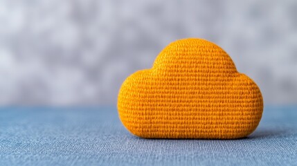 Fototapeta premium Bright Orange Cloud Symbol Representing Modern Cloud Computing Concept