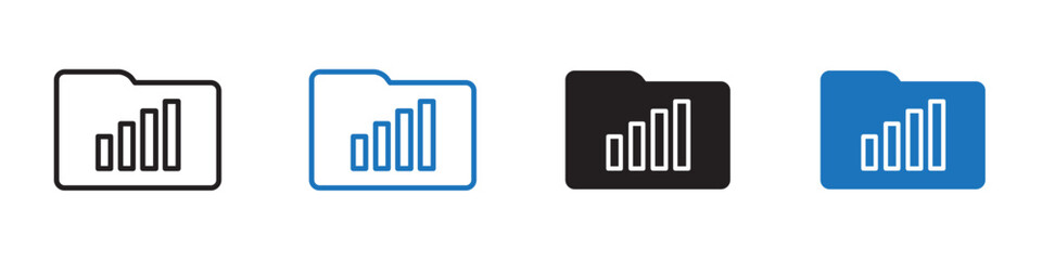 Folder stats increase icon Flat line symbol