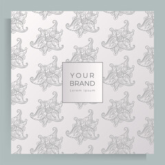 Cover design for menu, wedding invitation, booklet, portfolio, catalog. Elegant template with an original handmade floral pattern.