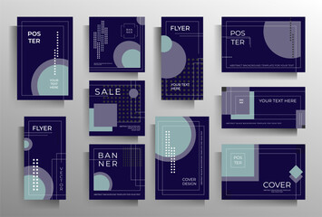 Cover design for brochure, flyer, folder, poster. Set of templates of different formats. Vector color illustration of geometric.